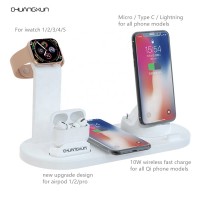 Amazon No.1 selling 4 in 1 10W wireless fast charging dock for all Qi phones for all charge port for iwatch for airpod pro/2/1