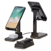 2 in 1 wireless charging Foldable Height Angle Adjustable Wireless Charger Mobile Phone Holder Tablet Stand