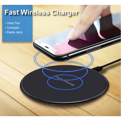 Qi Wireless Charger Charging Pad, High Power Round Qi  Wireless Charger Base