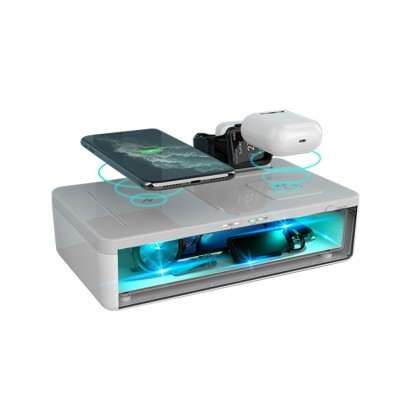 Multifunctional 15W Qi Fast Charging Station 5 In 1 UV Light Sterilizer Box Wireless Charger